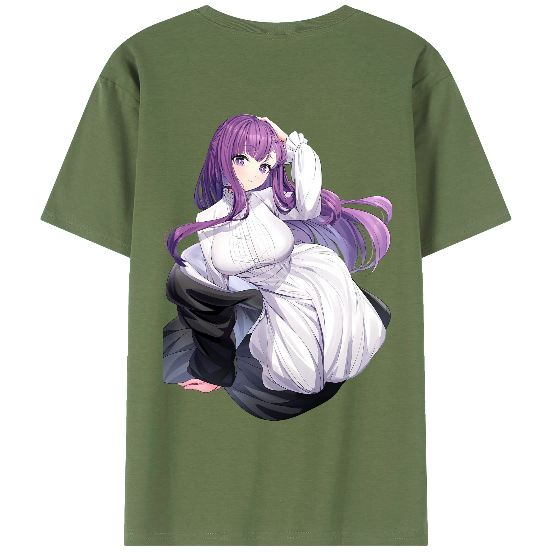 （画像用） 葬送のフリーレン Frieren 綿100％ メンズ半袖Tシャツ（バックプリント） 通気性